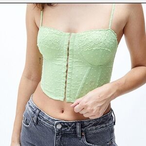 LA Hearts Lace Corset Top Bustier Green Medium Lace Y2K Romantic Fairy Feminine